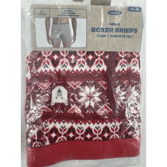 Old Navy Men’s Boxers Sz XXL Christmas 6” Inseam Holiday Festive Polar Bear Red​ - Picture 2 of 2